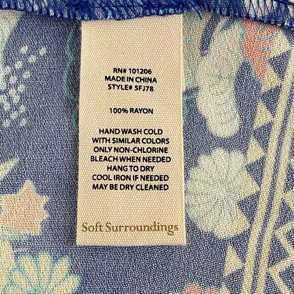 Soft Surroundings Cardigan Topper Women's L/XL Blue Yellow Floral Open Front - Picture 7 of 13